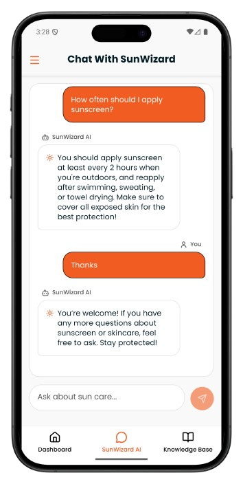 SunWizard Chatbot mockup